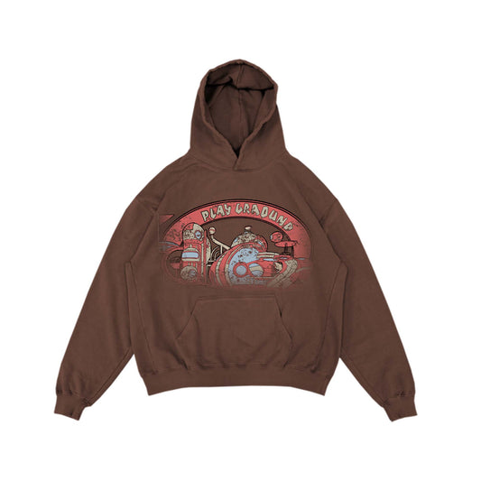 "PLAYGROUND" HOODIE - BROWN